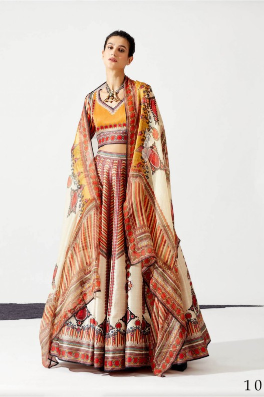 Beautiful Chinon Multicolour Digital Printed Lehenga With Duppata & Blouse